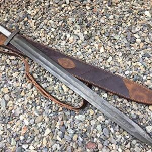 Custom Handmade Damascus Viking Sword with Leather Sheath